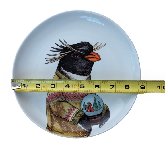 West Elm Rachel Kozlowski (2)  Dapper Animal Holiday Plates Penguins Snow Globe - Picture 5 of 7